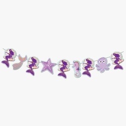 Parlayan Deniz Kızı Pırıltılı Banner - Asma Süs 165 cm - Parti Sürprizi