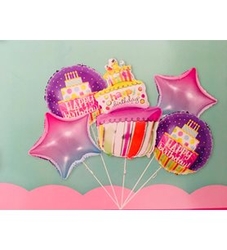 Pastalı Happy Birthday Folyo Balon Set - Parti Sürprizi