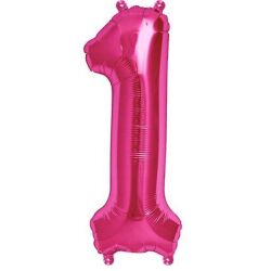 Pembe 1 Rakam Folyo Balon 40 cm 1 Adet - Parti Sürprizi