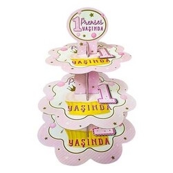 Pembe 1 YAŞ Prenses Kek Standı - Parti Sürprizi