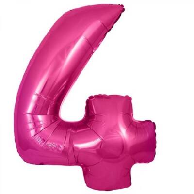 Pembe 4 Rakam Folyo Balon 40 cm 1 Adet - 1