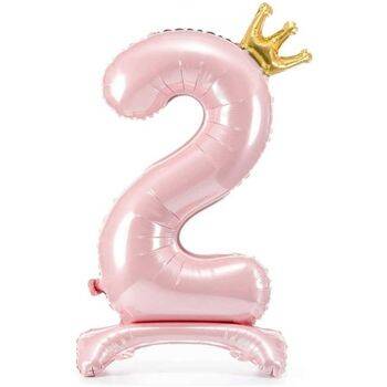 Pembe Ayaklı 2 Rakam Folyo Balon Gold Taçlı 1 Adet - 1