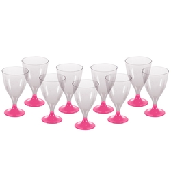 Pembe Ayaklı Şeffaf Kadeh Bardağı 6 Lı - Parti Sürprizi