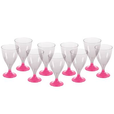 Pembe Ayaklı Şeffaf Kadeh Bardağı 6 Lı - 1