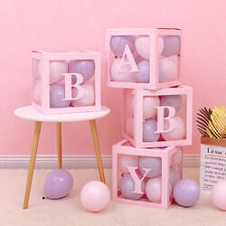 Pembe BABY Yazılı Şeffaf Kutu Büyük Boy 25 cm - 1