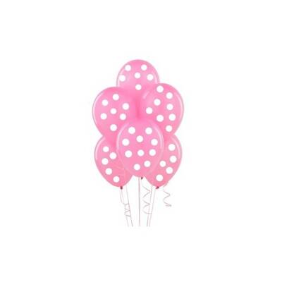 Pembe Beyaz Puanlı Latex Balon 10 Adet - 1