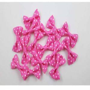 Pembe Beyaz Puanlı Mini Fiyonk 25 Adet - 1
