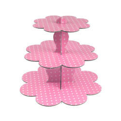 Pembe Beyaz Puantiyeli Cupcake standı - 1