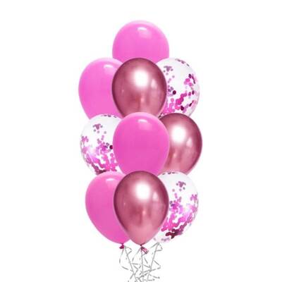 Pembe Renk Latex Balon Demeti 10 Adet - 1