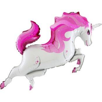 Pembe Renkli Unicorn Büyük Boy Folyo Balon 1 Adet - 1