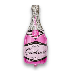 Pembe Şampanya Şişesi Şekilli Folyo Balon - 1