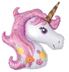 Pembe Unicorn Supershape 105 cm Folyo Balon - Parti Sürprizi