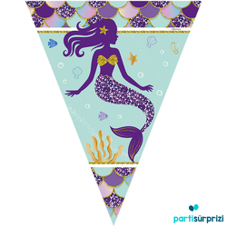 Pırıltılı Deniz Kızı Bayrak Afiş - Parti Sürprizi