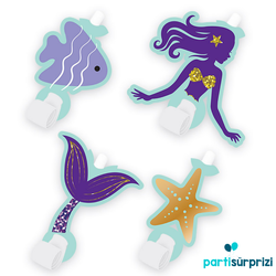 Pırıltılı Deniz Kızı Düdük 6 Adet - Parti Sürprizi