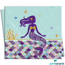 Pırıltılı Deniz Kızı Masa örtüsü 1Adet - Parti Sürprizi