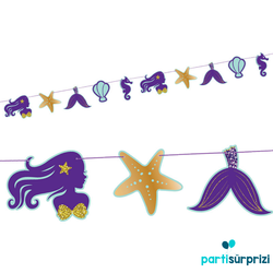 Pırıltılı Deniz Kızı Özel Kesim Banner - Parti Sürprizi