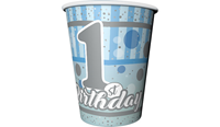 Pırıltılı 1 Yaş Mavi Bardak 8 Adet - Parti Sürprizi