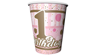 Pırıltılı 1 Yaş Pembe Bardak 8 Adet - Parti Sürprizi