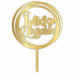 Pleksi Pasta Üzeri Gold İyi ki Doğdun Yazı - Parti Sürprizi