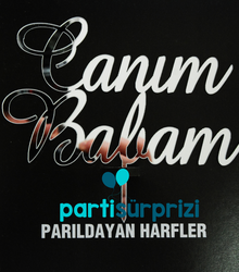 Pleksi Pasta Üzeri Gümüş Canım Babam Yazı - Parti Sürprizi