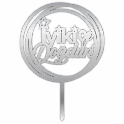 Pleksi Pasta Üzeri Gümüş İyi ki Doğdun Yazı - 1