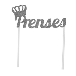 Prenses Simli Gümüş Çubuklu Yazı - Parti Sürprizi