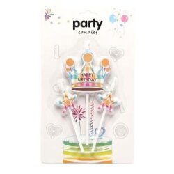 Prences Taçlı Happy Birthday 3lü Mum - Parti Sürprizi