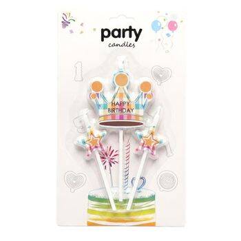 Prences Taçlı Happy Birthday 3lü Mum - 1