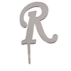 R Harf Aynalı Gümüş Pleksi 7 cm - Parti Sürprizi