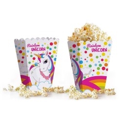 Rainbow Unicorn Popcorn Mısır Kutusu 8 Adet - Parti Sürprizi