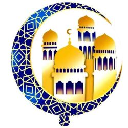 Ramazan Temalı Mavi Hilal ve Cami Şekilli Folyo Balon 1 Adet - Parti Sürprizi