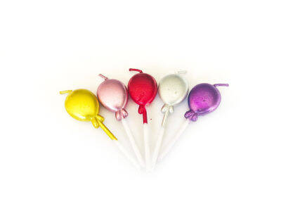 Renkli Balonlar Krom 5 Li Mum
