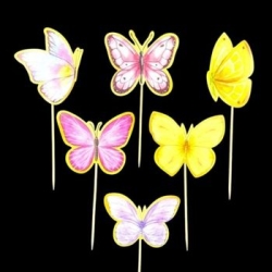 Renkli Kelebek 6 lı Kürdan - Parti Sürprizi