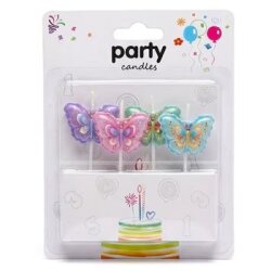  Renkli Kelebekler 4 lü Mum - Parti Sürprizi
