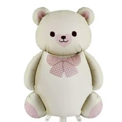 Retro Krem Sevimli Ayı Balon Büyük Teddy Bear Folyo Balon - Parti Sürprizi