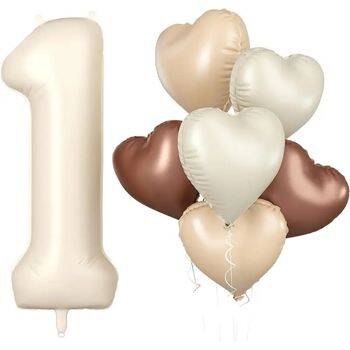 Retro Krem 1 den 9 Kalp Yaş Balon Set - 2