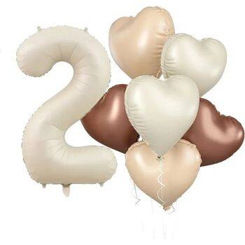 Retro Krem 1 den 9 Kalp Yaş Balon Set - 3