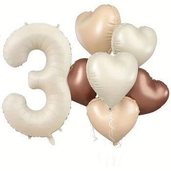 Retro Krem 1 den 9 Kalp Yaş Balon Set - 4