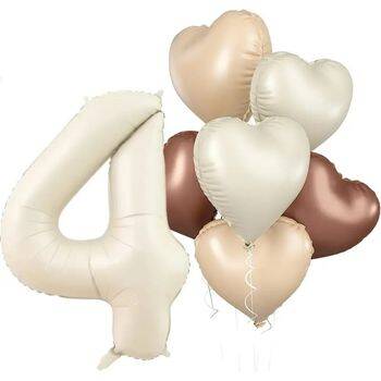 Retro Krem 1 den 9 Kalp Yaş Balon Set - 5