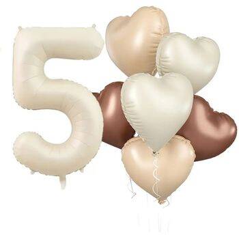 Retro Krem 1 den 9 Kalp Yaş Balon Set - 6