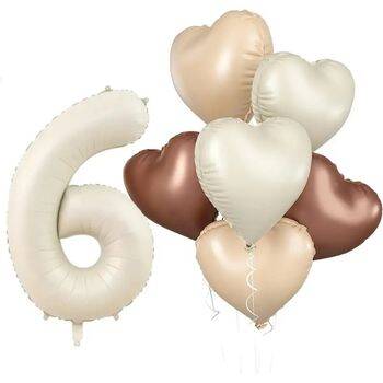 Retro Krem 1 den 9 Kalp Yaş Balon Set - 7
