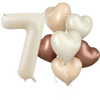 Retro Krem 1 den 9 Kalp Yaş Balon Set - 8