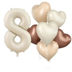 Retro Krem 1 den 9 Kalp Yaş Balon Set - 9