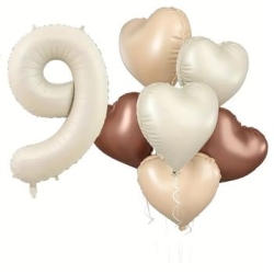 Retro Krem 1 den 9 Kalp Yaş Balon Set - 10