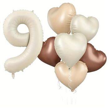 Retro Krem 1 den 9 Kalp Yaş Balon Set - 10