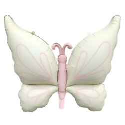 Retro Krem Büyük Kelebek Folyo Balon 1 Adet - Parti Sürprizi