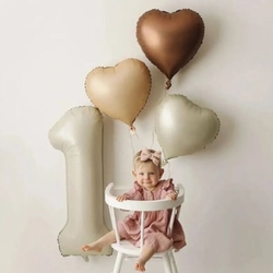 Retro Krom 1 Yaş Kalp Folyo Balon Set - Parti Sürprizi