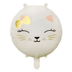 Retro Sevimli Beyaz Kedi Folyo Balon 1 Adet - Parti Sürprizi