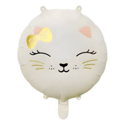 Retro Sevimli Beyaz Kedi Folyo Balon 1 Adet - 1