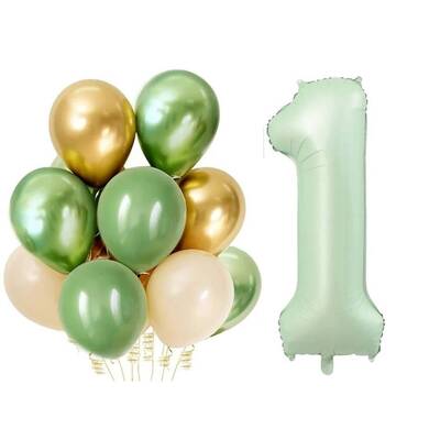 Retro Su Yeşili 1 Yaş Latex Balon Set - 1